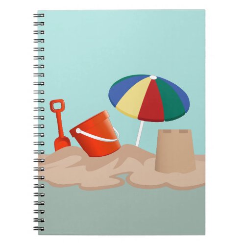 Bucket and Spade Beach Scene Illustration Notebook
