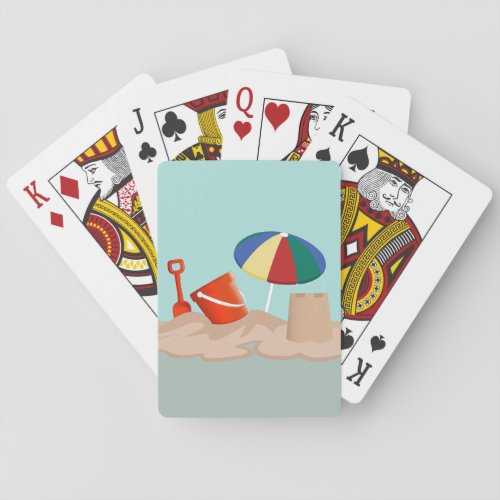 Bucket and Spade Beach Scene Illustration Poker Cards