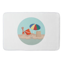 Bucket and Spade Circle Beach Scene Illustration
