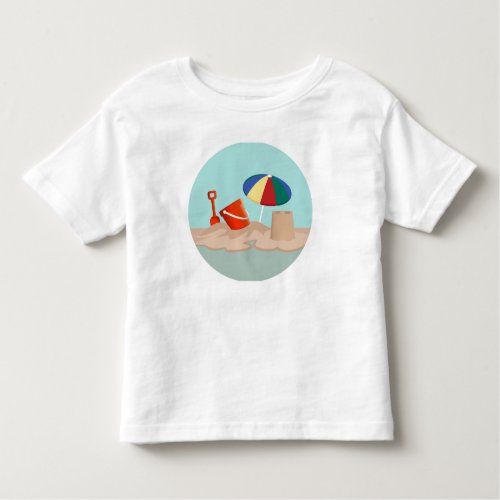Bucket and Spade Circle Beach Scene Illustration Toddler T_shirt