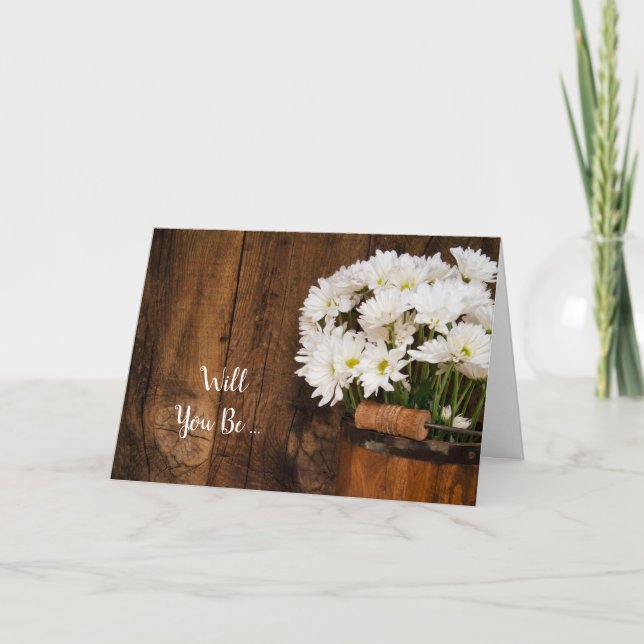 Bucket and White Daisies Will You Be My Bridesmaid Invitation (Front)
