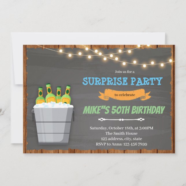 Bucket beer birthday invitation (Front)