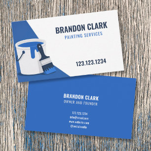Bucket & Brush on Diagonal Blue Wedge Painting Business Card