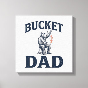 Bucket Dad Fishing Vintage Engraving Design_1 Canvas Print