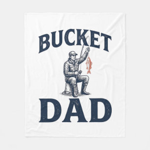 Bucket Dad Fishing Vintage Engraving Design_1 Fleece Blanket
