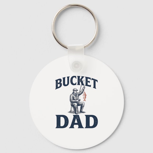 Bucket Dad Fishing Vintage Engraving Design_1 Keychain (Front)