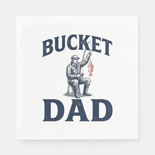 Bucket Dad Fishing Vintage Engraving Design_1 Napkins