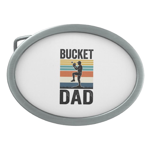 Bucket Dad Retro Baseball Father Vector Design_1 Belt Buckle (Front)