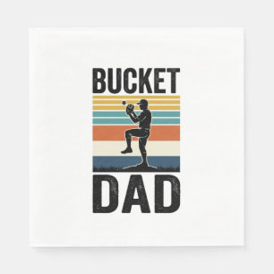 Bucket Dad Retro Baseball Father Vector Design_1 Napkins