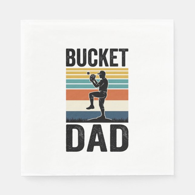 Bucket Dad Retro Baseball Father Vector Design_1 Napkins (Front)