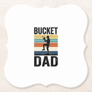 Bucket Dad Retro Baseball Father Vector Design_1 Paper Coaster
