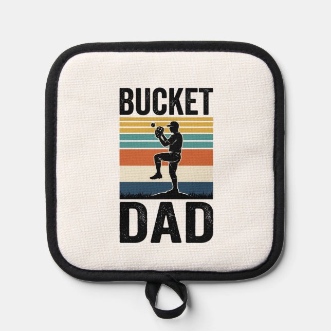 Bucket Dad Retro Baseball Father Vector Design_1 Pot Holder (Front)