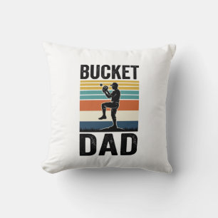 Bucket Dad Retro Baseball Father Vector Design_1 Throw Pillow