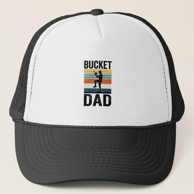 Bucket Dad Retro Baseball Father Vector Design_1 Trucker Hat (Front)