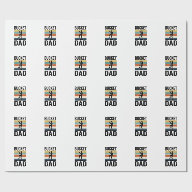 Bucket Dad Retro Baseball Father Vector Design_1 Wrapping Paper (Flat)