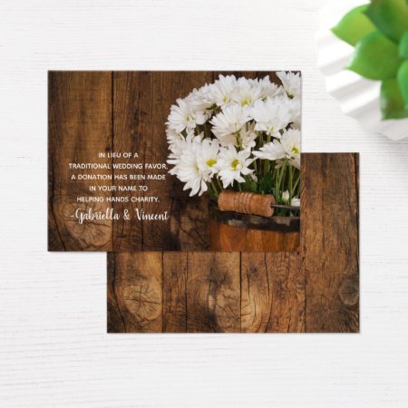 Bucket Daisies Country Wedding Charity Favor Card