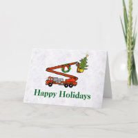 Bucket Firetruck Christmas Card