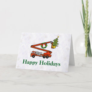 Bucket Firetruck Christmas Card