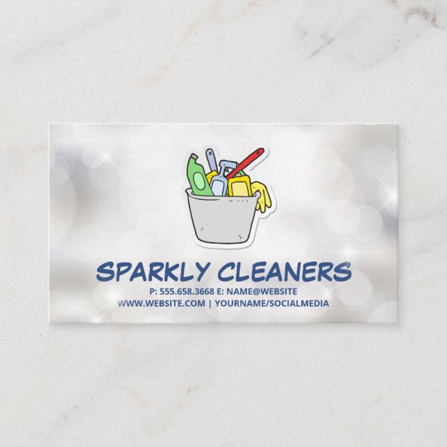 Bucket Full of Cleaning Supplies Business Card (Front)