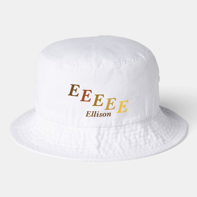 Bucket Hat - Name and Stepped Letters (golds) (Front)