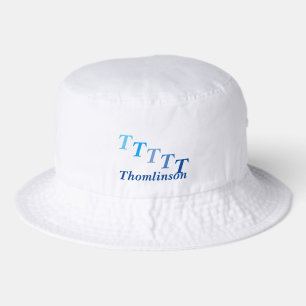 Bucket Hat - Name and Stepped Monogram Blue