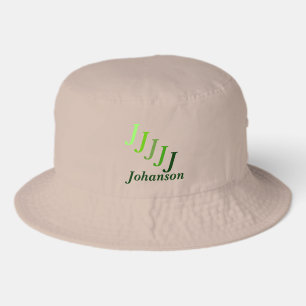 Bucket Hat - Name and Stepped Monogram (greens)