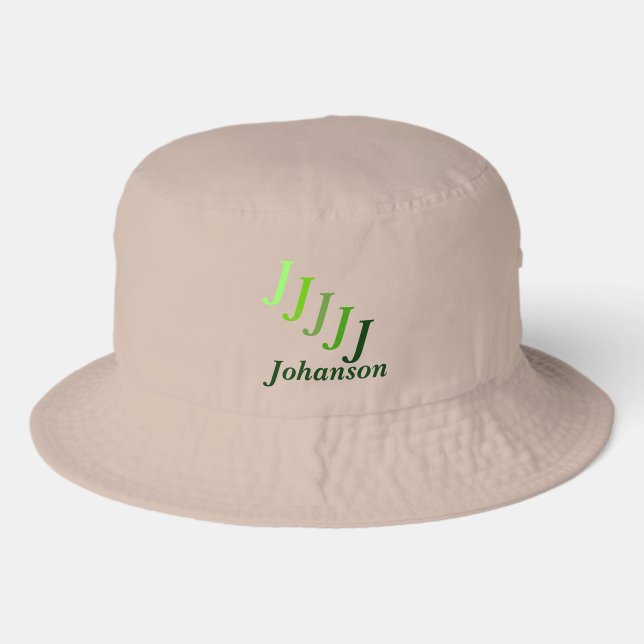 Bucket Hat - Name and Stepped Monogram (greens) (Front)