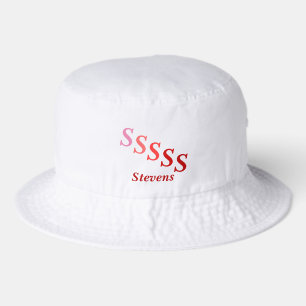 Bucket Hat - Name and Stepped Monogram (reds)