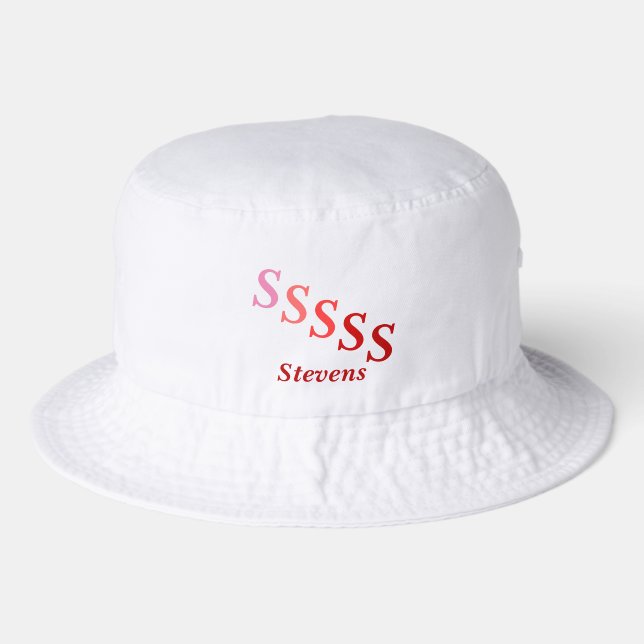 Bucket Hat - Name and Stepped Monogram (reds) (Front)