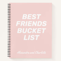 Bucket List Best Friends Blush Pink Personalized Notebook