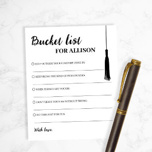 Bucket List Black & White Advice Tassel Grad Card