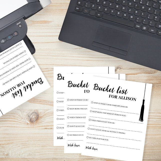 Bucket List Black & White Graduation Advice Cards (Bucket List Black & White Graduation Advice Cards)