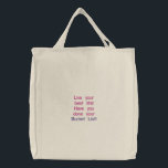 Bucket List Embroidered Bag<br><div class="desc">Live your best life! Have you done your Bucket List!</div>