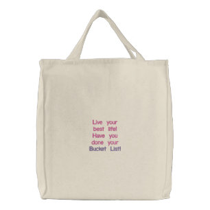 Bucket List Embroidered Bag