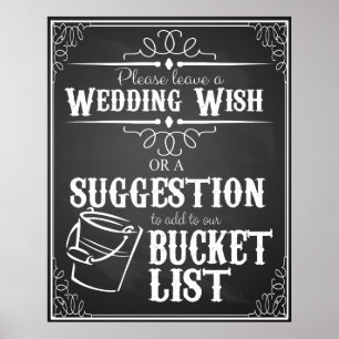 Bucket List for wedding "Leave a wedding Wish" Poster
