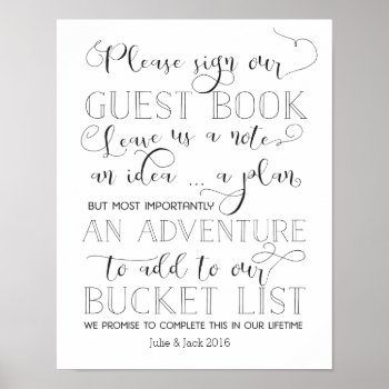 Bucket List Guestbook Sign by joyonpaper at Zazzle