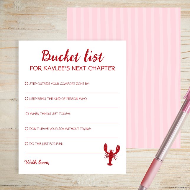 Bucket List Next Chapter Pink Crawfish Graduation (Bucket List Next Chapter Pink Crawfish Graduation)