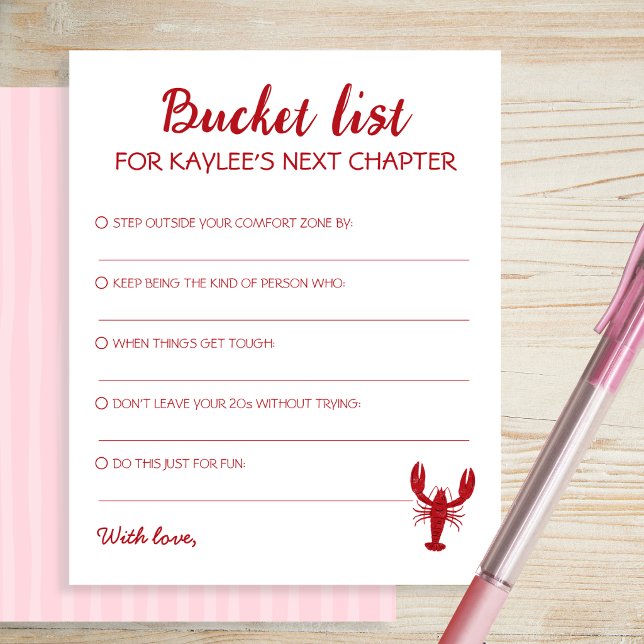 Bucket List Pink Crawfish Graduation Cards (Bucket List Pink Crawfish Graduation Cards)