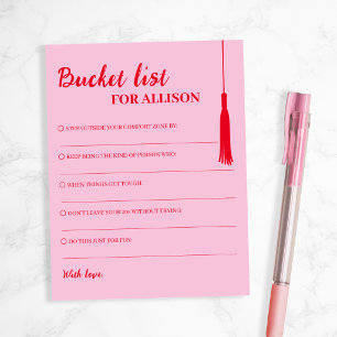 Bucket List Pink & Red Graduation Advice Tassel
