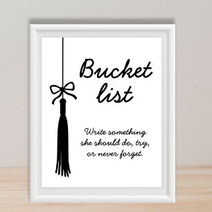 Bucket List Station Black & White Graduation Sign