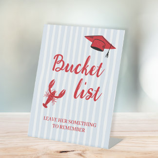Bucket List Station Crawfish Light Blue Graduation Pedestal Sign