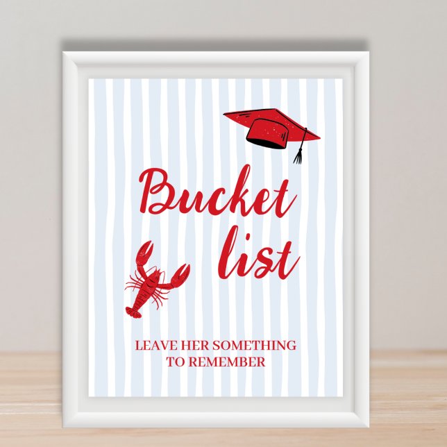 Bucket List Station Crawfish Red & Blue Graduation Poster (Bucket List Station Crawfish Red & Blue Graduation Poster)