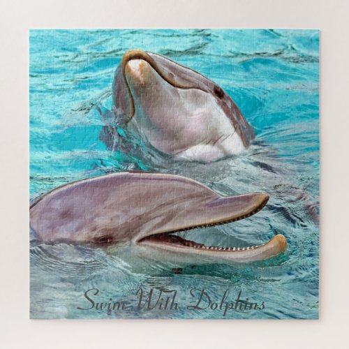 Bucket List Swim With Dolphins Turquoise Water Jigsaw Puzzle
