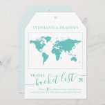 Bucket List Travel Advice Tag Shape Card Turquoise<br><div class="desc">Turquoise Teal Blue Luggage tag shaped bucket list shower game card that creates a creative alternative guest book when friends and family fill them with travel advice and vacation ideas for the destination wedding couple or travel theme reception or bridal shower party. More colors are available in our Collection or...</div>