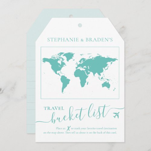 Bucket List Travel Advice Tag Shape Card Turquoise