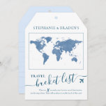 Bucket List Travel Advice Tag Shape Cards Blue<br><div class="desc">Luggage tag shaped bucket list shower game card that creates a creative alternative guest book when friends and family fill them with travel advice and vacation ideas for the destination wedding couple or travel theme reception or bridal shower party. Shown in dusty slate blue and navy, but more colors are...</div>