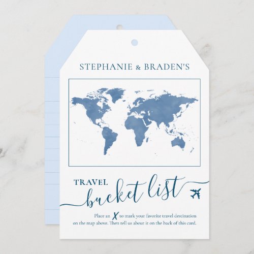 Bucket List Travel Advice Tag Shape Cards Blue