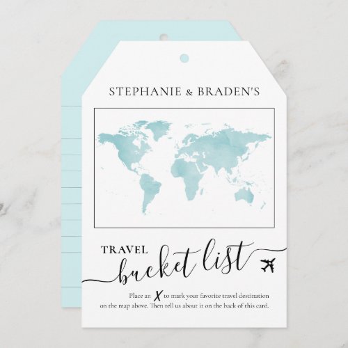 Bucket List Travel Advice Tag Shape Cards Teal
