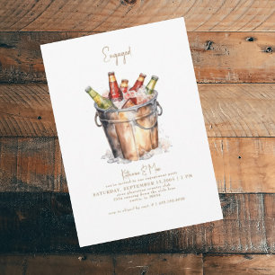 Bucket of Beer Gold Text Engagement Party Invitation