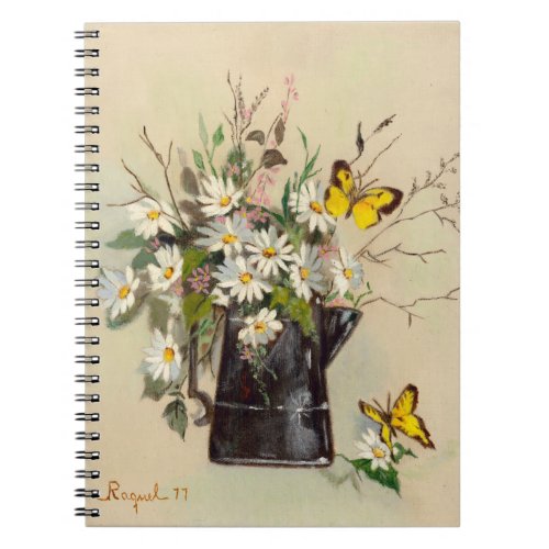 Bucket of Flowers and Butterfly Notebook